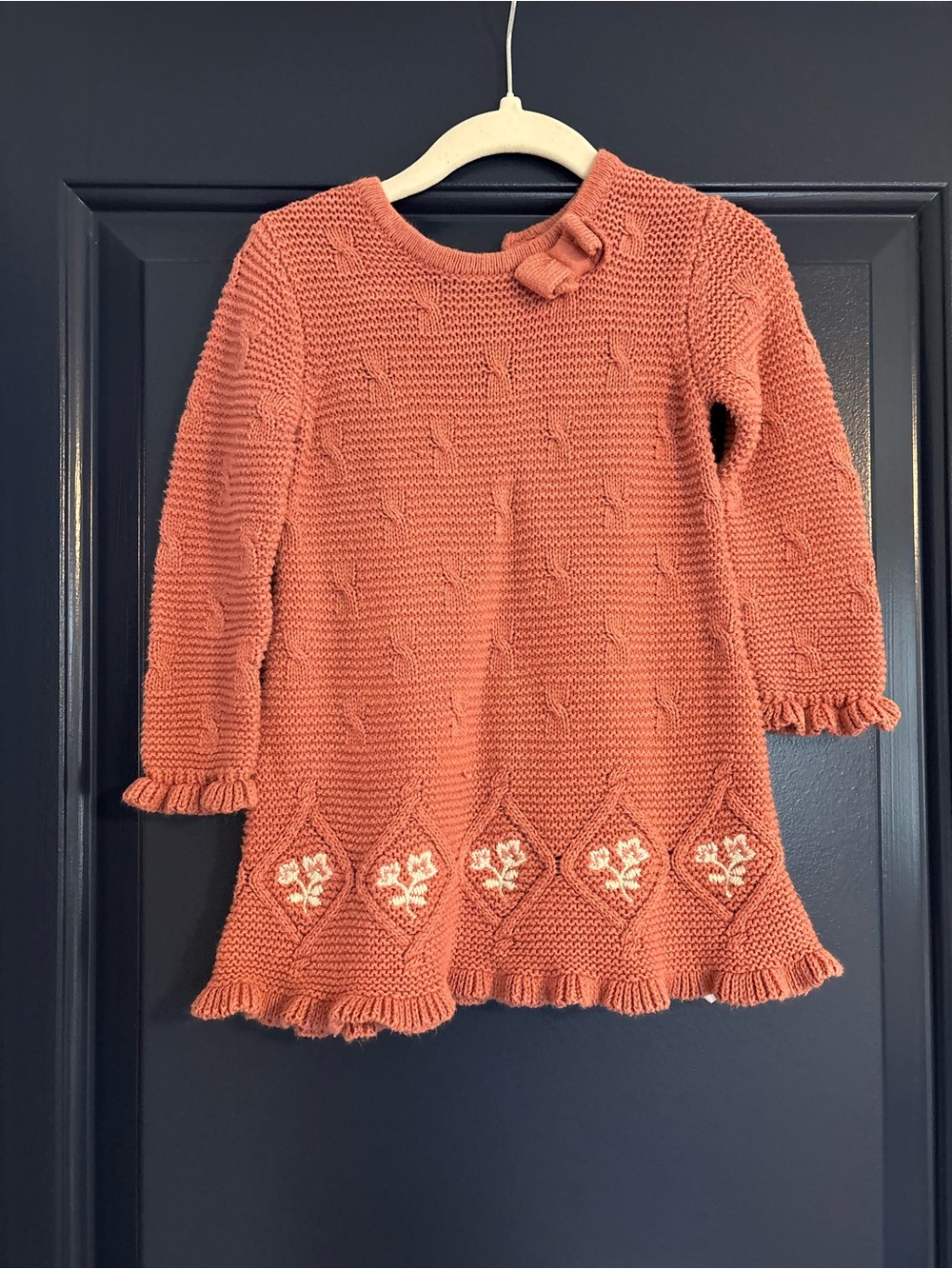 Cynthia Rowley Pink Knit Dress with Floral Hem Embroidery